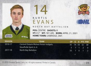 2018-19 Extreme North Bay Battalion (OHL) #15 Kurtis Evans Back