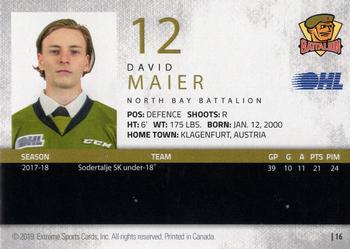 2018-19 Extreme North Bay Battalion (OHL) #16 David Maier Back