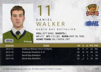 2018-19 Extreme North Bay Battalion (OHL) #17 Daniel Walker Back