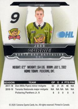 2019-20 Extreme North Bay Battalion (OHL) #NNO Joshua Currie Back