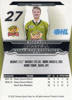 2019-20 Extreme North Bay Battalion (OHL) #NNO Mitchell Russell Back