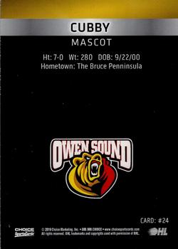 2018-19 Choice Owen Sound Attack (OHL) #24 Cubby Back
