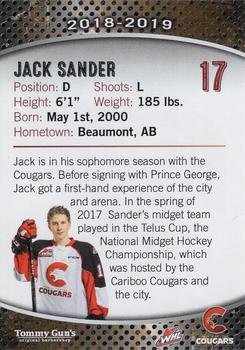 2018-19 Prince George Cougars (WHL) #NNO Jack Sander Back