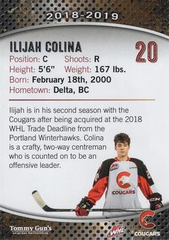2018-19 Prince George Cougars (WHL) #NNO Ilijah Colina Back