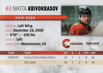 2019-20 Prince George Cougars (WHL) #NNO Nikita Krivokrasov Back