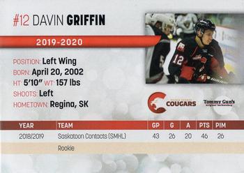 2019-20 Prince George Cougars (WHL) #NNO Davin Griffin Back