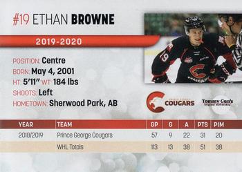 2019-20 Prince George Cougars (WHL) #NNO Ethan Browne Back