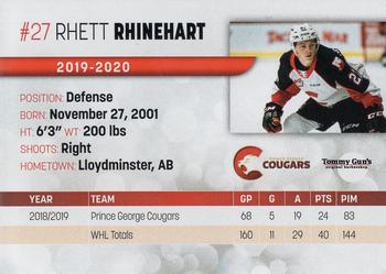 2019-20 Prince George Cougars (WHL) #NNO Rhett Rhinehart Back