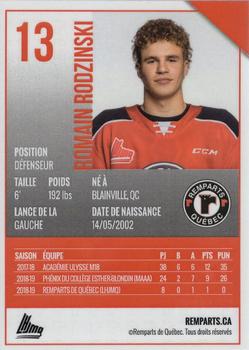 2019-20 Quebec Remparts (QMJHL) #NNO Romain Rodzinski Back