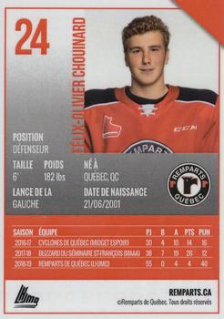 2019-20 Quebec Remparts (QMJHL) #NNO Felix-Olivier Chouinard Back