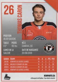 2019-20 Quebec Remparts (QMJHL) #NNO Thomas Caron Back