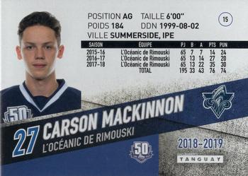 2018-19 Extreme Rimouski Oceanic (QMJHL) #15 Carson MacKinnon Back