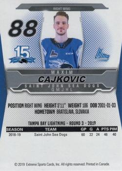2019-20 Extreme Saint John Sea Dogs (QMJHL) #2 Maxim Cajkovic Back