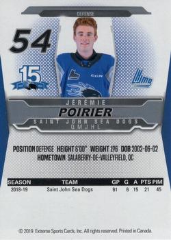 2019-20 Extreme Saint John Sea Dogs (QMJHL) #5 Jeremy Poirier Back