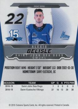 2019-20 Extreme Saint John Sea Dogs (QMJHL) #15 Alexis Belisle Back