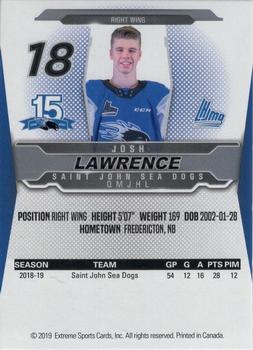 2019-20 Extreme Saint John Sea Dogs (QMJHL) #18 Josh Lawrence Back