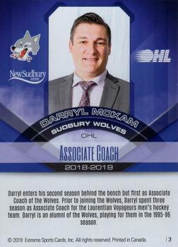 2018-19 Extreme Sudbury Wolves (OHL) #3 Darryl Moxam Back