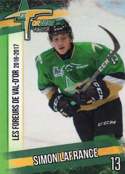 2016-17 Val-d'Or Foreurs (QMJHL) #NNO Simon Lafrance Front