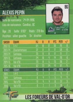2016-17 Val-d'Or Foreurs (QMJHL) #NNO Alexis Pepin Back