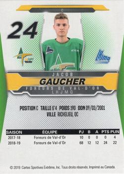 2019-20 Extreme Val-d'Or Foreurs (QMJHL) #NNO Jacob Gaucher Back