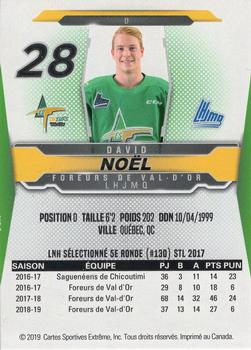 2019-20 Extreme Val-d'Or Foreurs (QMJHL) #NNO David Noel Back