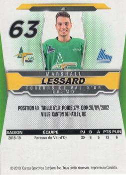 2019-20 Extreme Val-d'Or Foreurs (QMJHL) #NNO Marshall Lessard Back