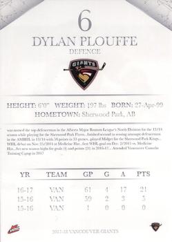 2017-18 Vancouver Giants (WHL) #NNO Dylan Plouffe Back