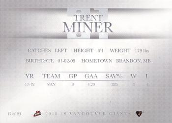 2018-19 Vancouver Giants (WHL) #17 Trent Miner Back