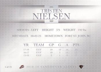 2018-19 Vancouver Giants (WHL) - Autographs #4 Tristen Nielsen Back