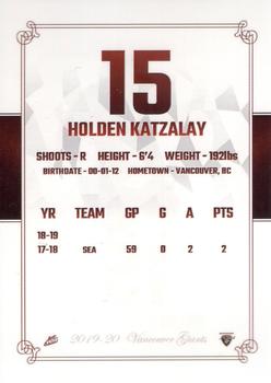 2019-20 Vancouver Giants (WHL) #6 Holden Katzalay Back