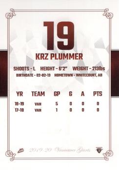 2019-20 Vancouver Giants (WHL) #10 Krz Plummer Back