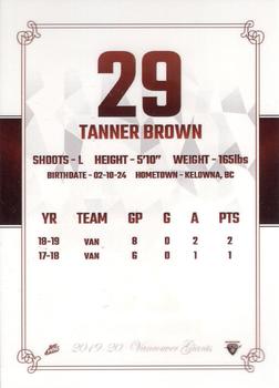 2019-20 Vancouver Giants (WHL) #19 Tanner Brown Back