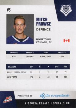 2019-20 Victoria Royals (WHL) #NNO Mitchell Prowse Back