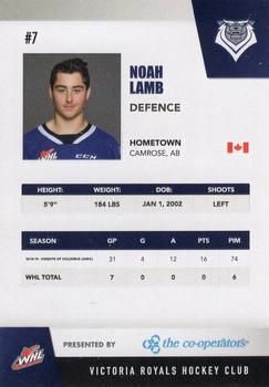 2019-20 Victoria Royals (WHL) #NNO Noah Lamb Back