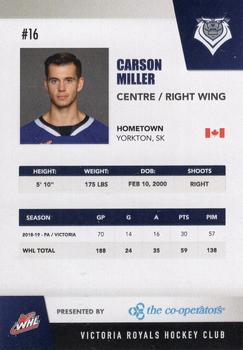 2019-20 Victoria Royals (WHL) #NNO Carson Miller Back