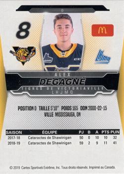 2019-20 Extreme Victoriaville Tigres (QMJHL) #3 Alex De Gagne Back