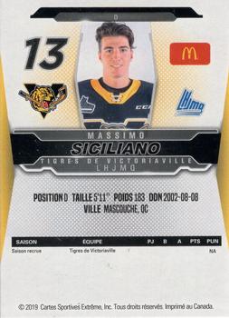 2019-20 Extreme Victoriaville Tigres (QMJHL) #7 Massimo Siciliano Back