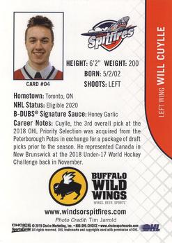 2018-19 Choice Windsor Spitfires (OHL) #4 Will Cuylle Back