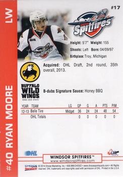2013-14 Choice Windsor Spitfires (OHL) #17 Ryan Moore Back