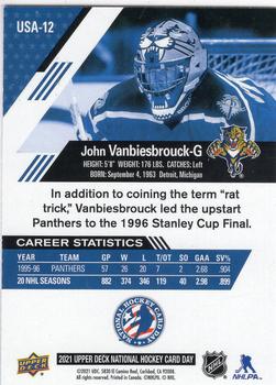 2021 Upper Deck National Hockey Card Day USA #USA-12 John Vanbiesbrouck Back