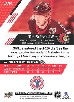 2021 Upper Deck National Hockey Card Day Canada #CAN-1 Tim Stutzle Back