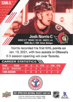 2021 Upper Deck National Hockey Card Day Canada #CAN-3 Josh Norris Back