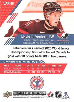 2021 Upper Deck National Hockey Card Day Canada #CAN-16 Alexis Lafreniere Back
