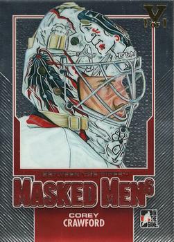 2015-16 In The Game Final Vault - 2013-14 In The Game Between The Pipes - Masked Men 6 Silver (Gold Vault Stamp) #MM-02 Corey Crawford Front
