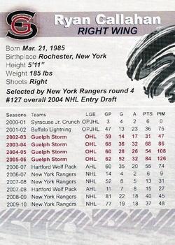 2010-11 Guelph Storm (OHL) 1991-2010 Top 20 All-Time #4 Ryan Callahan Back