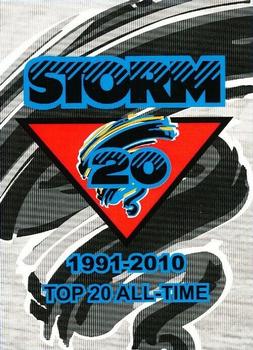 2010-11 Guelph Storm (OHL) 1991-2010 Top 20 All-Time #NNO Header Card Front