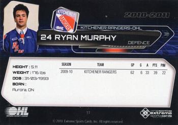 2010-11 Extreme Kitchener Rangers (OHL) #11 Ryan Murphy Back