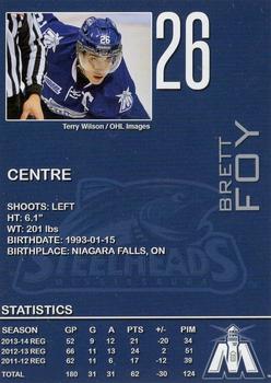 2013-14 Mississauga Steelheads (OHL) #NNO Brett Foy Back