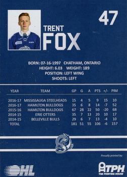 2016-17 Mississauga Steelheads (OHL) #NNO Trent Fox Back