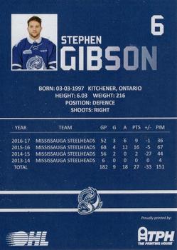2016-17 Mississauga Steelheads (OHL) #NNO Stephen Gibson Back